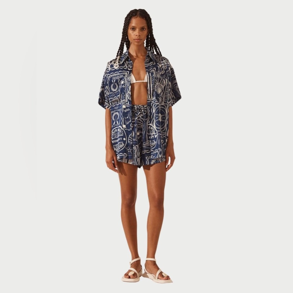 Shona Joy La Mer Silk Short Sleeve Shirt